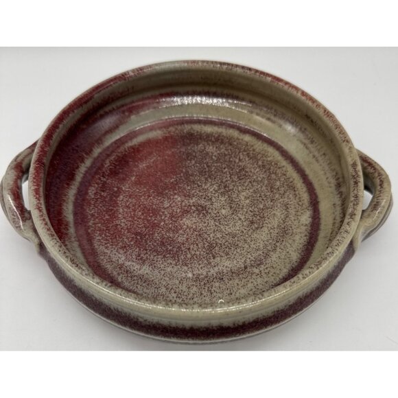 Vintage Bogan Studio Art Pottery Red Glaze Stoneware Bowl Tray 7" Maryland - Picture 1 of 5